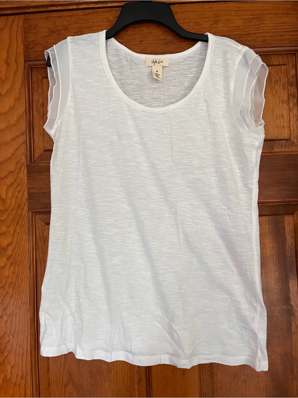 Style & Co. White Sheer-Trim Scoop Neck Tank Top